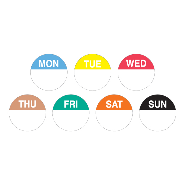 EasiRemovable 23mm Circle Day Spot - All 7 Days/Colours
