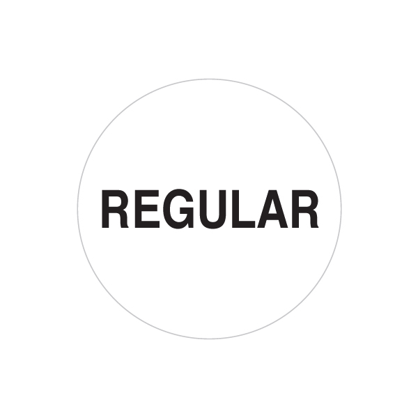 23mm Removable White Circle Label - Printed REGULAR in Black - Roll 1000