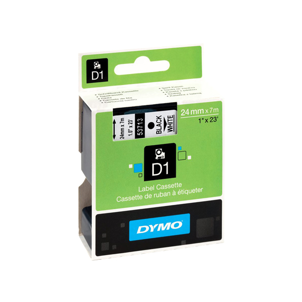 DYMO® D1 Label Cassette / 24mm x 7m / Black on Yellow