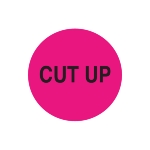 23mm Removable Pink Circle Label - Printed CUT UP in Black - Roll 1000